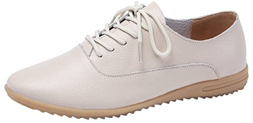 Chaussures Plates pour Femmes Loafers De Marche Mocassins Fond Souple À Lacets Cuir Travail Bureau Soins Infirmiers Oxfords