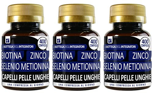 Biotina Zinco Selenio Metionina 1200 Compresse 1 al giorno | Senza Glutine e Lattosio | non di origine animale | Capelli Unghie Pelle Antiossidante Sistema Immunitario | Alto Dosaggio