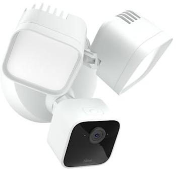 Blink Wired Floodlight Camera, Smart security camera, 2600 lumens, HD live view, enhanced motion detection, built-in siren, Works with Alexa, 1 camera (White)