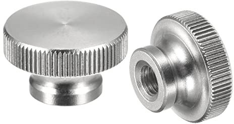 sourcing map Écrous Moleté Molette, 2pcs M6 x D20mm x H12mm 304 Acier Inox avec Collier Haut Tête Aveugle Trou