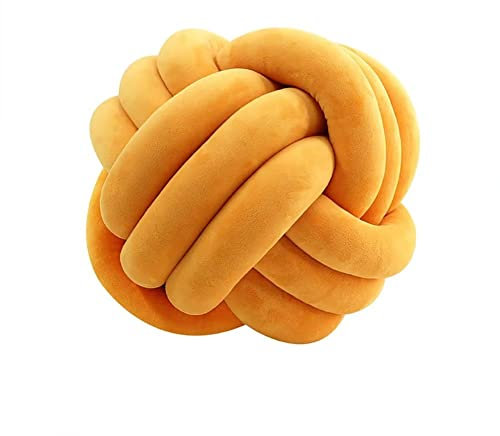 VFDC Cuscino con nodi, per divano, decorativo, rotondo, per divano, giallo, 27 cm
