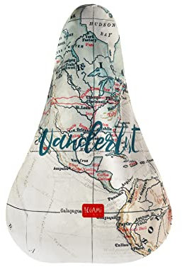 Legami - Sattelbezug für Fahrräder, wasserabweisend, universelle Passform, regendicht, staubdicht, Gummiband, 23 x 26 cm, Motiv Travel