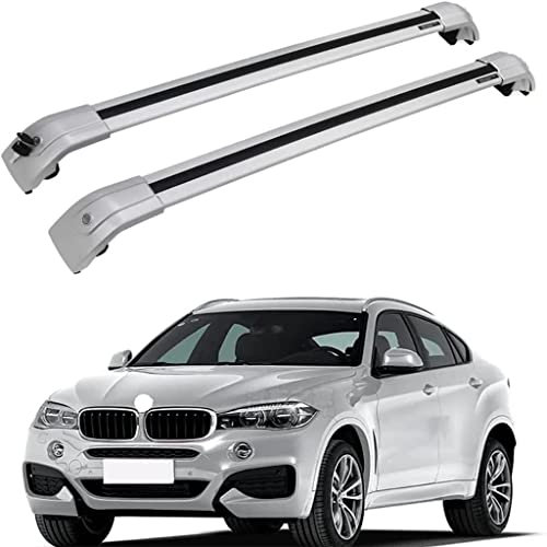 HOWENG Barres Toit Voiture Rail Cross Aluminium,pour BMW X6 F16 X6M F86 2014-2019 Rails Support Barre Transversale Automatique Porte-Bagages sur Toit Support Vélo Transport Supérieur