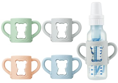 PandaEar 4er Pack Silikon Babyflaschen-Griffe, kompatibel mit Dr. Brown’s 250 ml/8 oz Schmale Babyflaschen, Ergonomische Flaschenhalter für Babys, BPA-frei