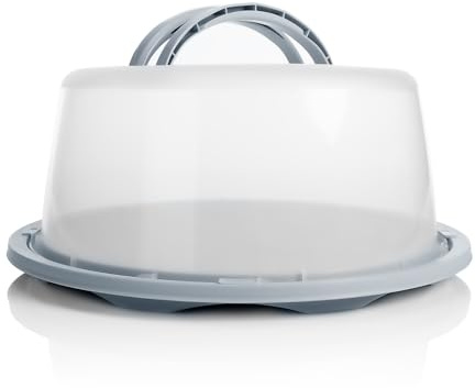 BigDean - Boîte de transport pour gâteau ronde en gris pastel - Conteneur pour gâteau