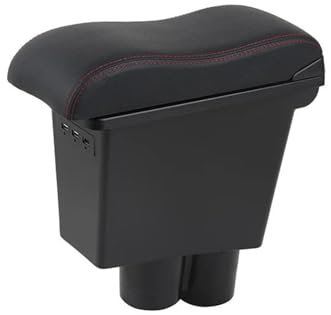 WUURAA Easy to install Car Armrest Box Accessories Car Armrest With Usb Piece Strorage Box Car-styling For Suzuki Alto (Color : B-black red 3 usb)