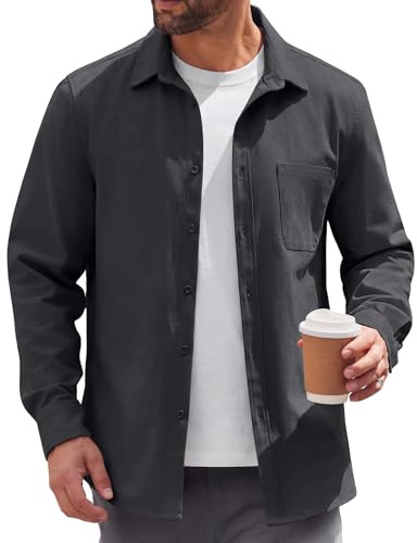COOFANDY Mens Lightweight Button Down Shirt Jacket Casual Shacket Overshirt