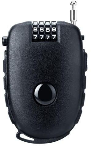 JAGASOL Motorcycle Helmet Lock, 4 Digit Combination 27.5 Inch Retractable Cable Lock for Snowboard, Bike Luggage Backpack Scooter Suitcase Ski, Small Multi-Function Secure Lock for Travel, Black