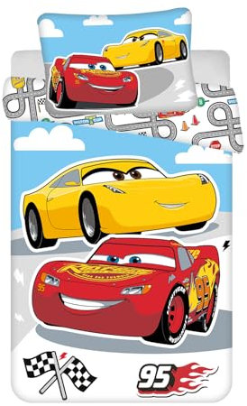 Jerry Fabrics Bettwäsche Set Cars 100 x 135 cm 100% Baumwolle