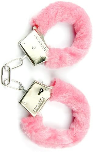 Manicotti in metallo per cosplay della polizia, manicotti in metallo con 2 chiavi, accessori per feste, accessori per costumi, accessori per travestimenti, abiti da ballo (rosa)
