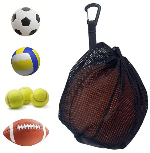Fussball Rucksack,Hackisack Bälle,Tasche Ball Carry Mesh für Single,Single Mesh Ball Bag,Kordelzug Sling-Back-Tasche,Fussball Zubehör,Fußball Zubehör,Ballsack,Hackisack Bälle(GRÖSSE:12.01x10inch)