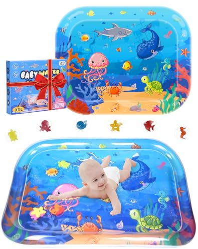NETONDA Alfombra de Agua para bebé 95 * 76CM Alfombra Inflable para bebés 3 6 9 12 Meses Manta Agua Bebe Regalo Divertido Estimulación del Crecimiento de Bebé Tapete Agua Bebe