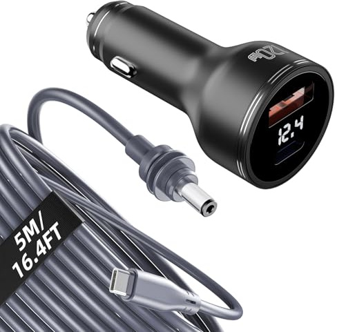 daboot Starlink - Mini cable + PD120W 12-48V adaptador de encendedor de cigarrillos de coche con puerto USB A y tipo C y voltímetro, cable de alimentación USB C a CC de 16 AWG, mini accesorios