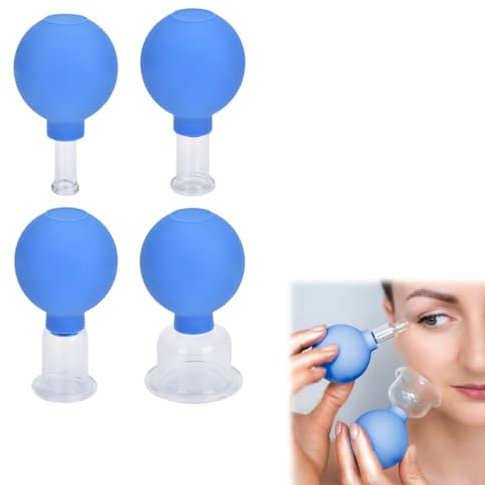 OHREN Lot de 4 pièces Ventouses verre,sous vide silicone,Détoxification,Stimulation du flux lymphatique,Peau raffermie,anti cellulite,Réduction des rides,instantanément sans âge,les yeux et le corps