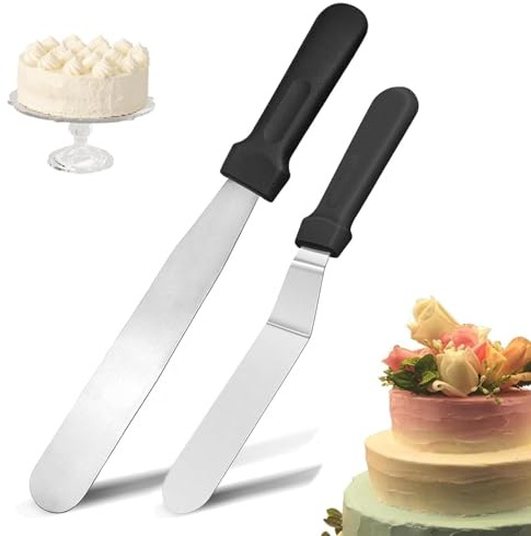 Abgewinkelte Tortenpalette 2 Stück tortenspachtel für Torten, Winkelpalette Set Edelstahl zum Backen, Torten selber machen,backen zubehör, Tortendekoration aus Fondant