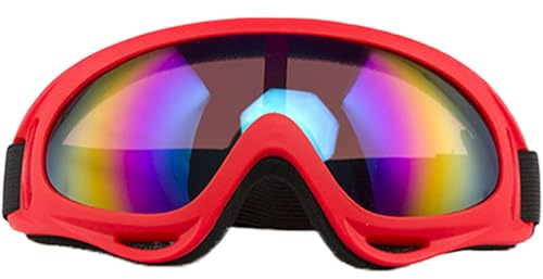 QHNTXQD Ski Goggles Snowboard Goggles for Men Women Kids Winter Snow Windproof Sports Sunglasses Motorcycle ATV Glasses for Youth Adult Teens, UV Protection Foam Anti-Scratch Dustproof (Red)