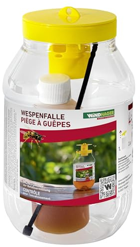 Windhager trappola per vespe con esca - repellente per vespe, trappola per zanzare, trappola per mosche, anti vespe - con attrattivo per vespe - riutilizzabile, da appendere