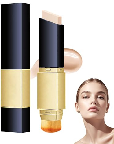 WYOSMALL Base de maquillaje 2 en 1, color blanco, con cobertura completa de pincel, base de maquillaje específica para la humedad, adecuado para todos los tipos de piel (color natural)