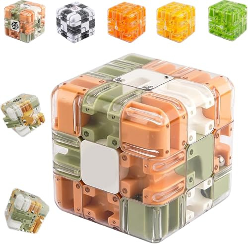 2025 Large Labyrinth 3D Puzzles Maze Cube, 2 en 1 Bola Laberinto 3D y Cubo Mágico, Juego Laberinto, Juegos de lógica, Juguete sensorial Educativo para niños y Adultos (A)