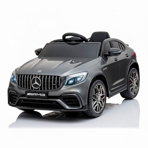 BRICOZONE Mercedes Benz AMG GLC63S Coupe Auto Elettrica Per Bambini 12V SUV Sportivo Con Telecomando Parentale Motori 35W Luci LED MP3 USB Licenza Ufficiale (Grigio)