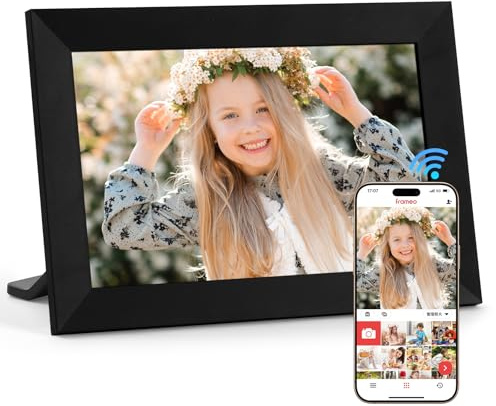 Vicloon Marco de Fotos Digital WiFi de 10.1 Pulgadas, Marco de Fotos Electrónico con Memoria de 32 GB, Pantalla táctil IPS HD de 1280×800, Comparte Fotos Vídeos al a Través de la Aplicación Frameo