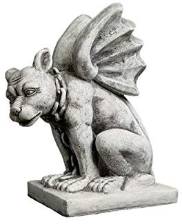 gartendekoparadies.de Gargoyle Torwächer Steinfiguren, 48 cm, 33 kg, Grau, frostsicher aus Steinguss für Außenbereich (Motiv 1)