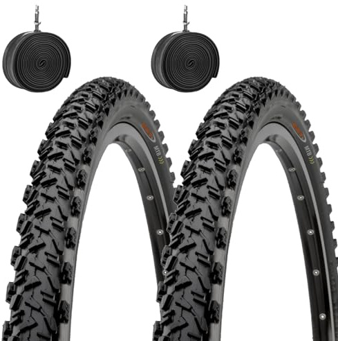 EBA26MCC 2 Reifen 26 x 2.10 (56-559) + Luftkammern Reifen mit Dübeln Schwarz Mountainbike Fahrrad MTB