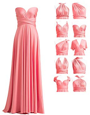 72styles Infinity Brudtärna Klänning Dam, Multi Tie Dress, Maxi, Lång, Plus Size, Balklänning, Aftonklänning, BröllopsgäSt, Festklänning