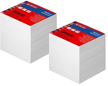 Herlitz Notizklotz 900 Blatt Blanko Geleimt mit Deckblatt 9 x 9 cm (2 Notizklötze)