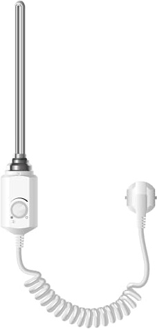 ECD Germany Termostato Regolatore Elettronico di Temperatura per Radiatori da Bagno 1/2 Bianco Acciaio Inox 900W Riscaldatore Elettrico Resistenza Elettrica Scaldasalviette Asta Riscaldante