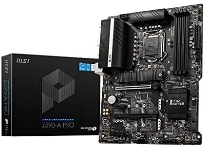 MSI Z590-A PRO Motherboard ATX - Supports Intel Core 11th Gen Processors, LGA 1200 - 12 Duet Rail 55A VRM, DDR4 Boost (5333MHz OC), PCIe 4.0 x16, 3 x M.2 Gen4/3 x4, 4K/60Hz HDMI, 2.5G LAN