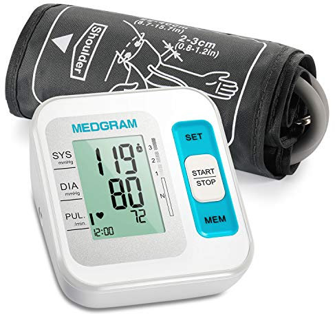 Blood Pressure Machines for Home Use, MEDGRAM Accurate Upper Arm Blood Pressure Monitor with Large Cuff 22-40cm, Digital Automatic Bp Machine, Large LCD Display, 2×120 Sets Memory