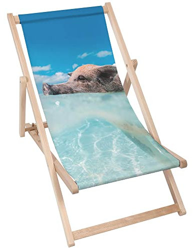 DreamRoots Liegestuhl Klappbar Holz aus Buchenholz, bis 130 kg belastbar, 3-Fach verstellbare Rückenlehne, waschbarer Polyesterbezug