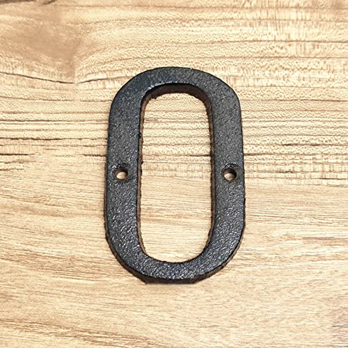 3D House Plaque Numbers 0-9 Letter A-Z Black Cast Iron 8cm Metal Digital Door Plate Sign with Screws Alphabet Home Outdoor Anti-Rust Exterior Signage Doorplate Hotel Apartment Street Mailbox (O)