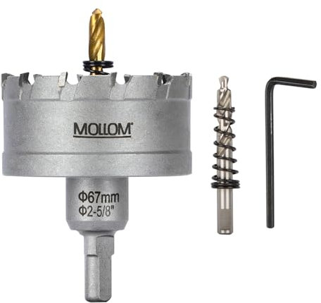 Mollom (67mm | 2-5/8) Sierra de Corona de T.C.T Carburo Broca con 2 Brocas,Punta de carburo de tungsteno para Metal Duro,Acero,Hierro,Cobre,Madear,Latón,Plástico