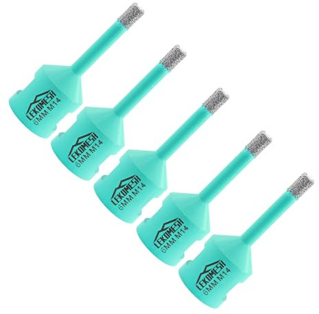 Broca de Diamante 5 piezas 6 mm x M14 - Sierra de Corona para Porcelánico Cerámica Mármol Granito Piedra Cuarzo Soldada al Vacío Taladro de Diamante,Amoladora Angular LEKOMESH