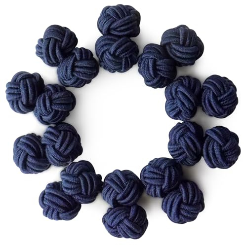 HONEY BEAR Gemelos de Nudo de Seda Tejidos 5 Pares para Hombre/Mujer Camisa/Vestido Decoración(Azul marino sin caja)