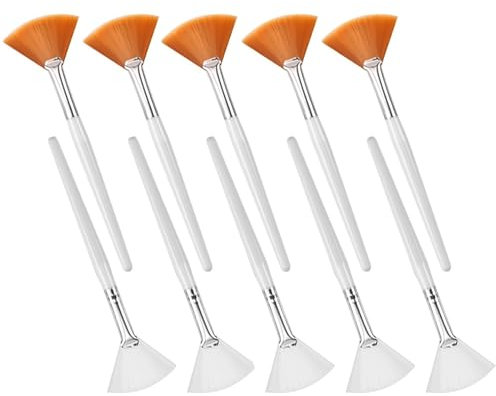 10 Pezzi Spazzole per Maschera Morbido Ventaglio Facciale Pennelli Pennello Applicatore Viso per l'applicazione di Fango Crema Viso