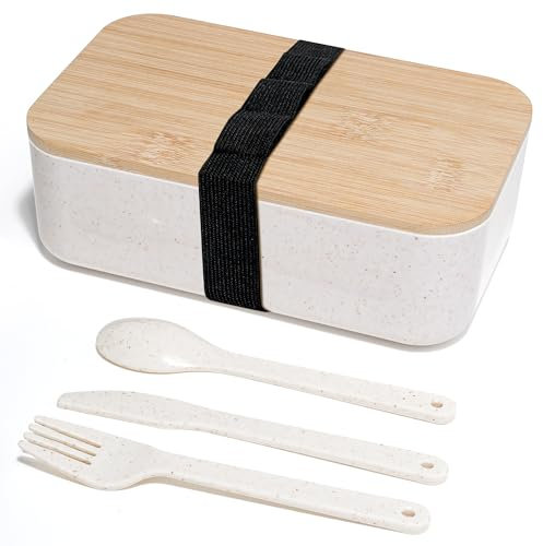 Cheerhom Bento Box Japanisch,Meal Prep Boxen, Lunchbox Set mit Besteck und Tragetasche, für Erwachsene und Kinder,Brotbox, Essensbox & Vesperbox in einem,1000ml Brotdose Kinder