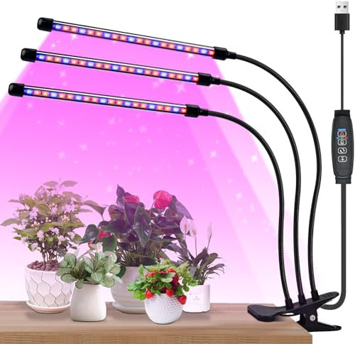 Lampe de Plante, Lampe Horticole LED, Lampe Plante Interieur, Rotation 360°Lampe de Croissance pour Plantes, LDE Horticole Spectre Complet, Minuterie 3/9/12h, 3 Modes De Luminosité y 10 Niveaux