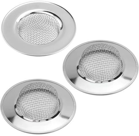 3 filtri di scarico in acciaio inox, filtro di scarico, filtro per lavandino, antiruggine, 6,4 cm, per la cucina