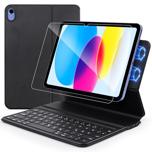 Hülle mit Tastatur für iPad A16 11 2025/10. Generation 10.9 2022,Ultra Slim Magnetische Hülle mit Bluetooth Tastatur Deutschland QWERTZ für iPad 10 Generation/11 Generation,Schwarz