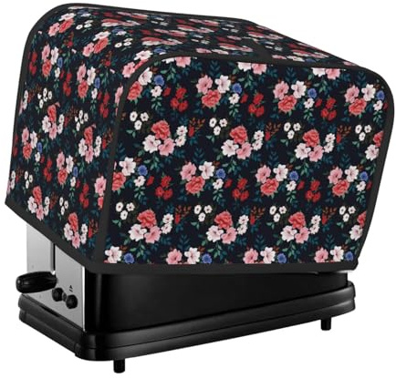 Copertura per tostapane a 2 fette, con rose blu, rosa, rosse, con tasche, per piccoli elettrodomestici da cucina, protezione dalle impronte digitali, lavabile in lavatrice