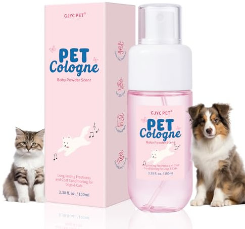 Hundeparfüm Spray Babypuder Duft, Parfum für Hunde und Katzen, Langzeit Deospray gegen Gerüche, Geruchsneutralisierendes Fellpflege-Spray, Nicht klebende Formel, Reisefreundlich, 100 ml