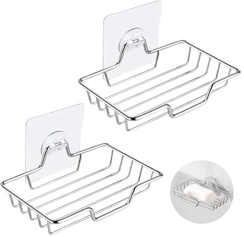 LBJFYHJN 2c Portasapone da parete in acciaio inox senza foratura, per doccia, bagno e cucina