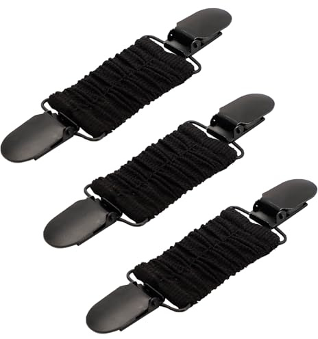 3PCS Dress Back Cinch - Adjustable Elastic Shawl Clips, Scarf & Cardigan Collar Clips for Tightening Dress, Sweaters, Shawls, Black