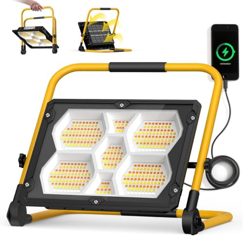 Ankishi LED Solar Work Light Portable,100W 10000LM Rechargeable LED Work Floodlight,3000K/4500K/6500K Camping Lamp Lights,IP65,4 Job Modes Outdoor for Emergencies, Construction site, Camping, Garag