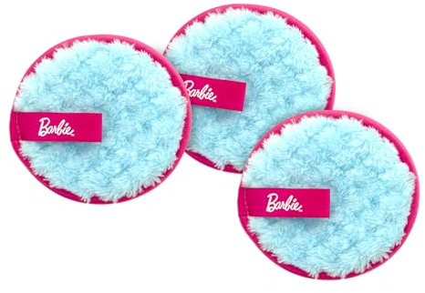 Barbie – Pads Démaquillants Réutilisables Lot de 3 – Coton Ultra-Doux – Lavables en Machine – Démaquillage Visage Zéro Déchet – Design Rose Moderne – Trousse Beauté Nomade – Produit Officiel Mattel