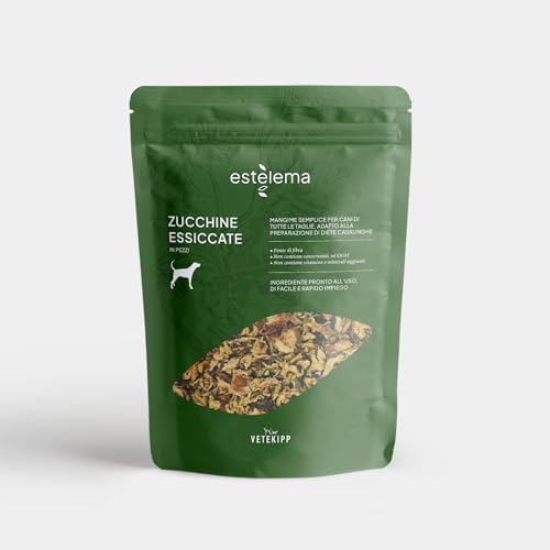 Estèlema – Zucchine disidratate a pezzi per cani 300 g – 100% naturali, senza additivi – Doypack richiudibile – Snack sano o ingrediente BARF