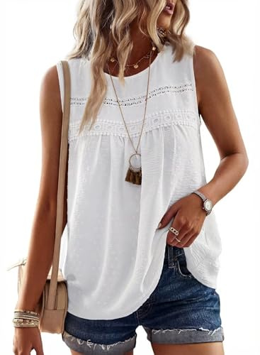 TUUHAW Plus Size Tank Tops Women Summer Round Neck Vest White 3XL